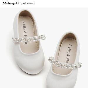 Felix & Flora White Kids Dress Shoes with Embellishments